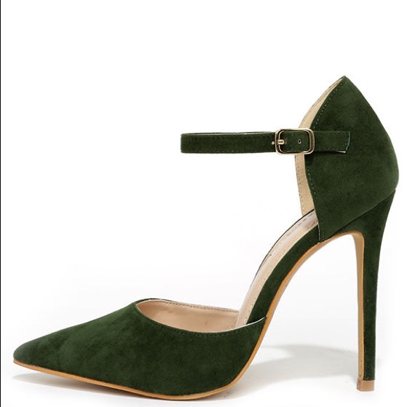 Lulu's Shoes | Olive Green Suede Ankle Strap Heels | Poshmark